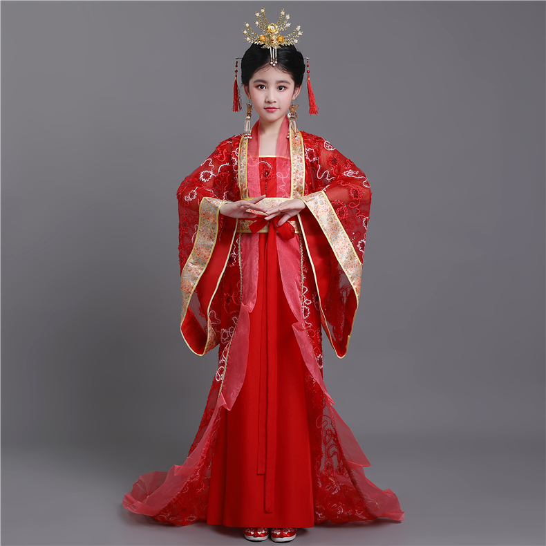[带视频]儿童古装汉服女孩公主贵妃 唐朝皇后仙女COS中国风我限购1件